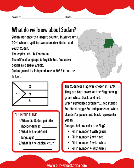 Our Ancestories - Sudan Country Profile - Free Worksheets