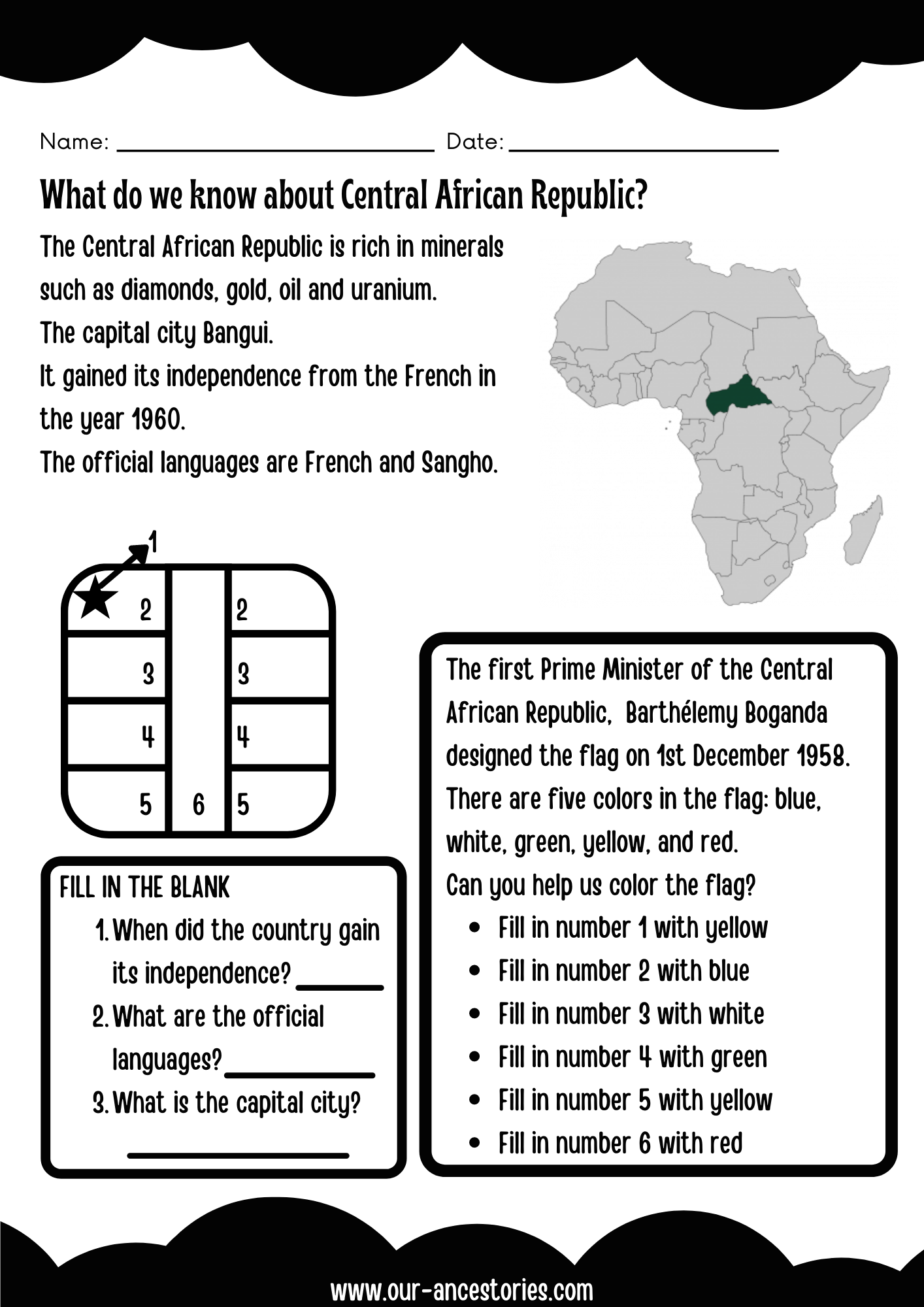 Our Ancestories - Central African Republic Country Profile - Free Worksheets