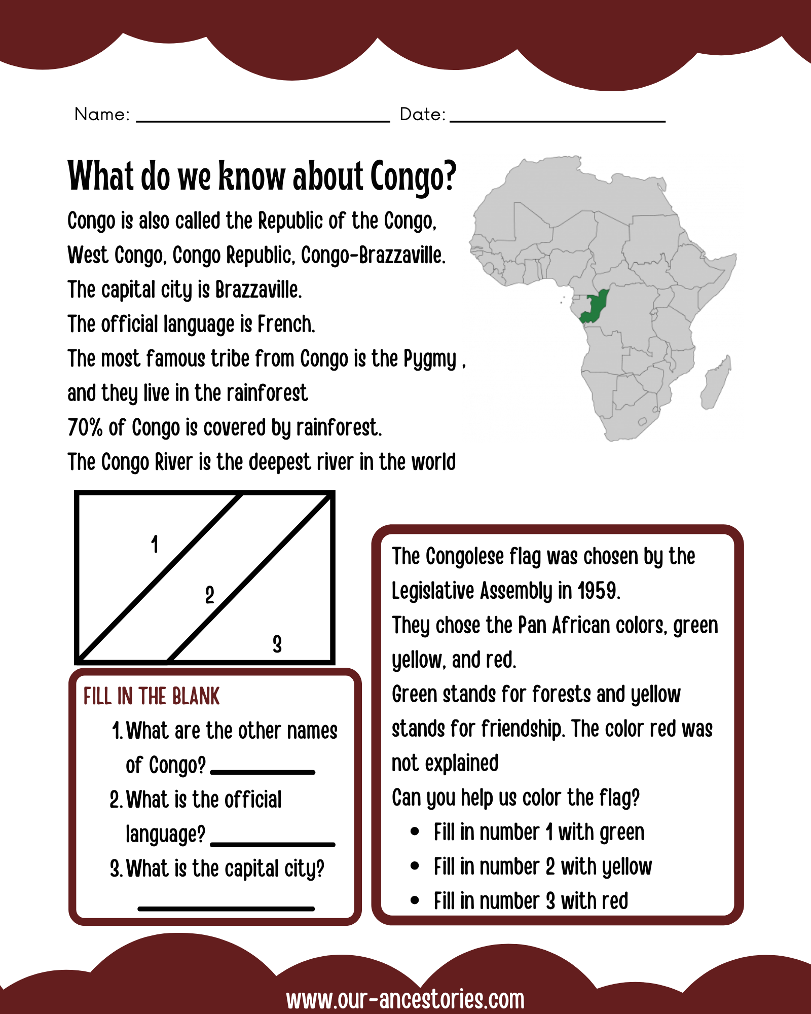 Our Ancestories - Congo Country Profile - Free Worksheets
