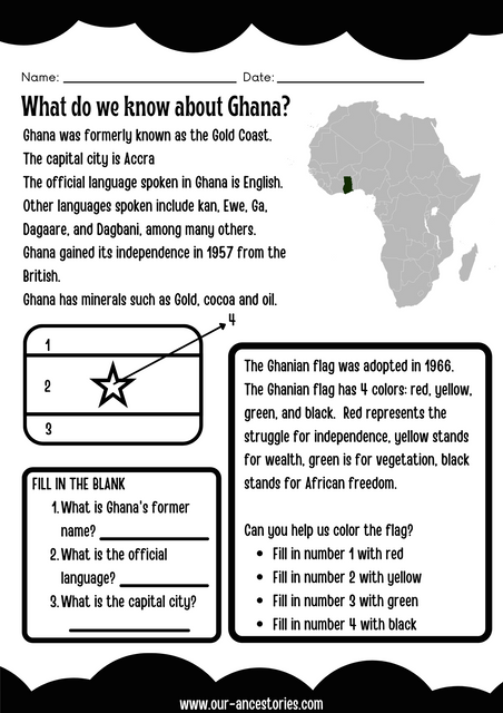 Our Ancestories - Ghana Country Profile - Free Worksheets