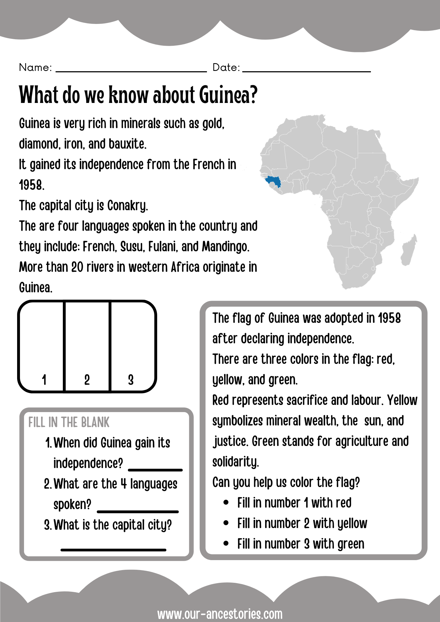 Our Ancestories - Guinea Country Profile - Free Worksheets