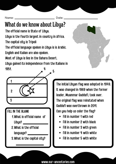 Our Ancestories - Libya Country Profile - Free Worksheets
