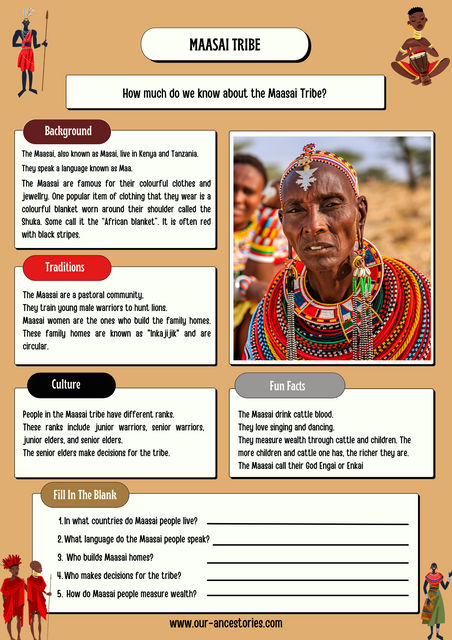 Maasai Tribe - Free Worksheets