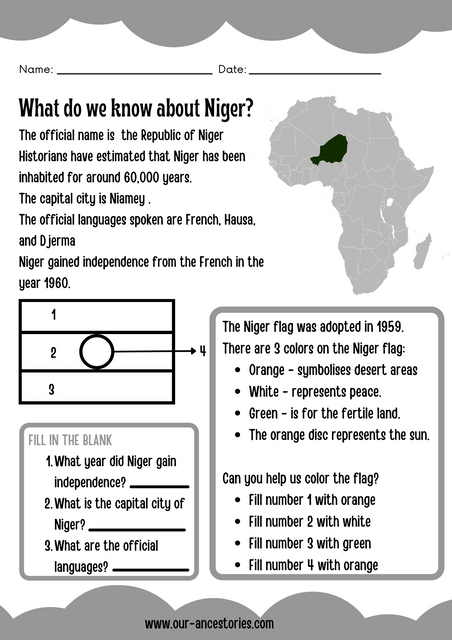 Our Ancestories - Niger Country Profile - Free Worksheets