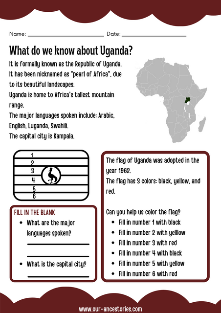 Our Ancestories - Uganda Country Profile - Free Worksheets